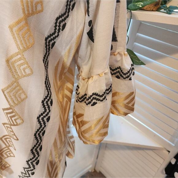 KASIA NEW GOLD / BLACK AZTEC BLOUSE SIZE SMALL RETAIL $140 OVERSIZED - Picture 3 of 6